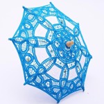 Sol paraply/Brudepige parasol, hvid/blå - lille
